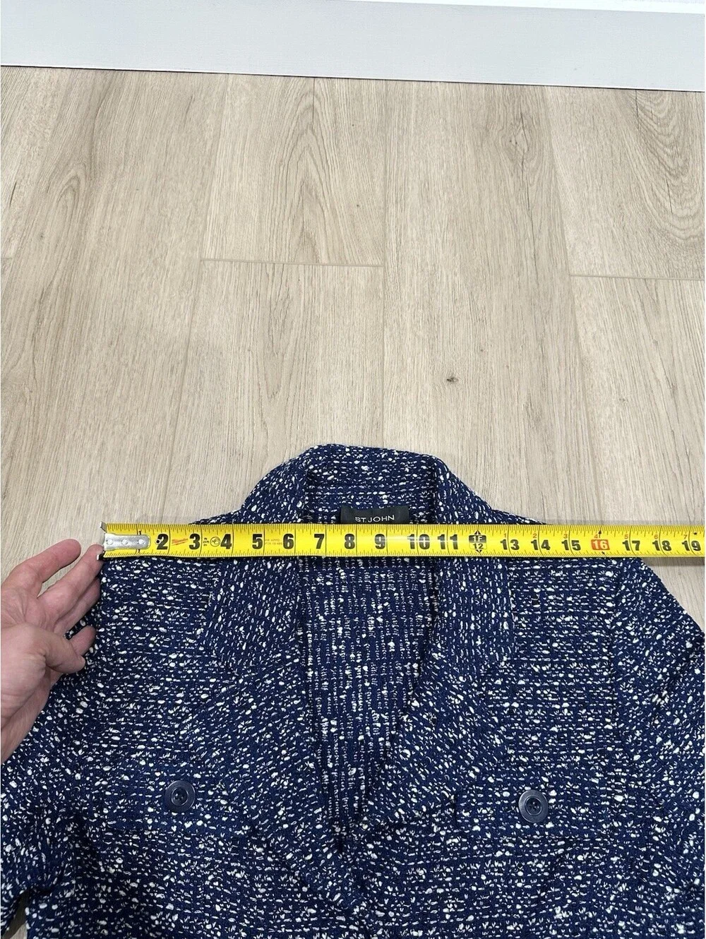 ST.JOHN Size 12 Blue Knit Jacket Blazer - Picture 13 of 13